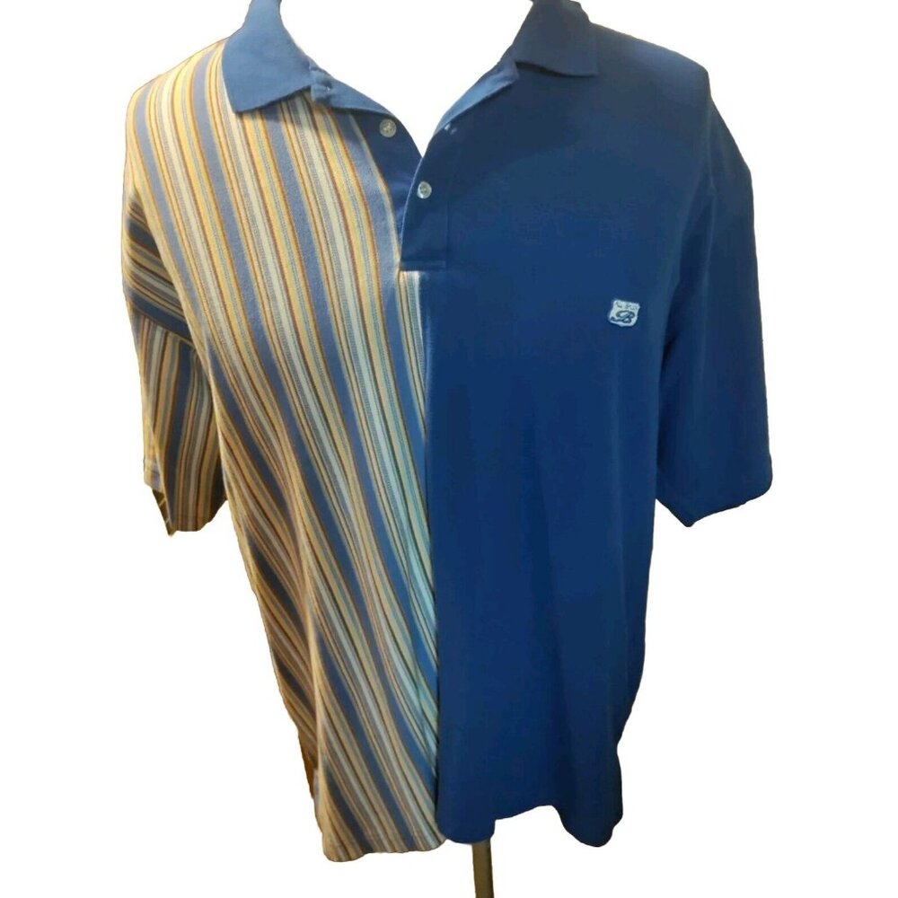 X L  Mens  / Vintage  Polo Shirt Blue Color Block / Brooklyn Xpress  GREAT Cond.